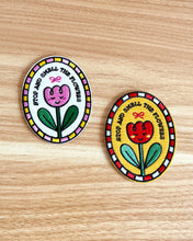 Load image into Gallery viewer, Stop and Smell the Flowers ✿ Stick-On Embroidered Patch (Red)