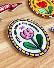 Load image into Gallery viewer, Stop and Smell the Flowers ✿ Stick-On Embroidered Patch (Pink)