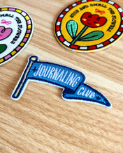 Load image into Gallery viewer, Journaling Club Flag ⚐ Stick-On Embroidered Patch (Blue)