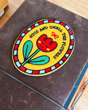Load image into Gallery viewer, Stop and Smell the Flowers ✿ Stick-On Embroidered Patch (Red)