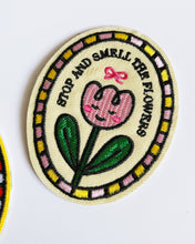 Load image into Gallery viewer, B-GRADE: Stop and Smell the Flower Stick-On Embroidered Patches