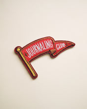 Load image into Gallery viewer, Journaling Club Flag ⚐ Stick-On Embroidered Patch (Red w/ Maroon Border)
