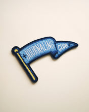 Load image into Gallery viewer, Journaling Club Flag ⚐ Stick-On Embroidered Patch (Blue w/ Blue Border)