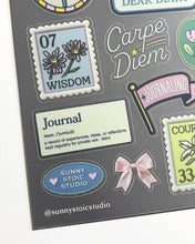 Load image into Gallery viewer, Journal Club PET Sticker Sheet (Navy)
