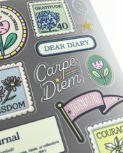 Load image into Gallery viewer, Journal Club PET Sticker Sheet (Navy)
