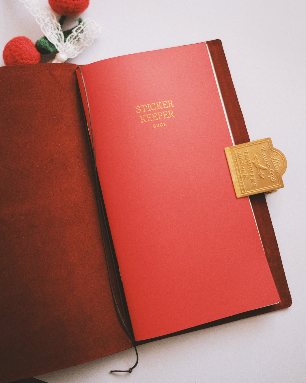 Sticker Keeper  ◍ Travel Size (Cherry Red with Gold Foil)