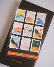 Load image into Gallery viewer, *New* Colorful Landscapes Stamp Vinyl Sticker Sheet
