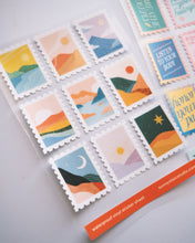 Load image into Gallery viewer, *New* Colorful Landscapes Stamp Vinyl Sticker Sheet
