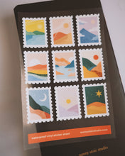 Load image into Gallery viewer, *New* Colorful Landscapes Stamp Vinyl Sticker Sheet
