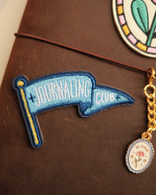 Load image into Gallery viewer, Journaling Club Flag ⚐ Stick-On Embroidered Patch (Blue w/ Blue Border)
