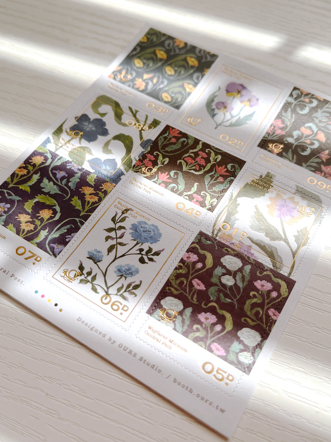 [SAMPLER] OURS Studio The Wayfarer's Journal Stamp Sticker Sheet with Gold Foil