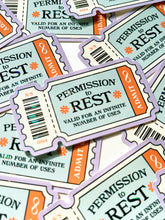 Load image into Gallery viewer, Permission to Rest Ticket ✧ Special Sticker Flake
