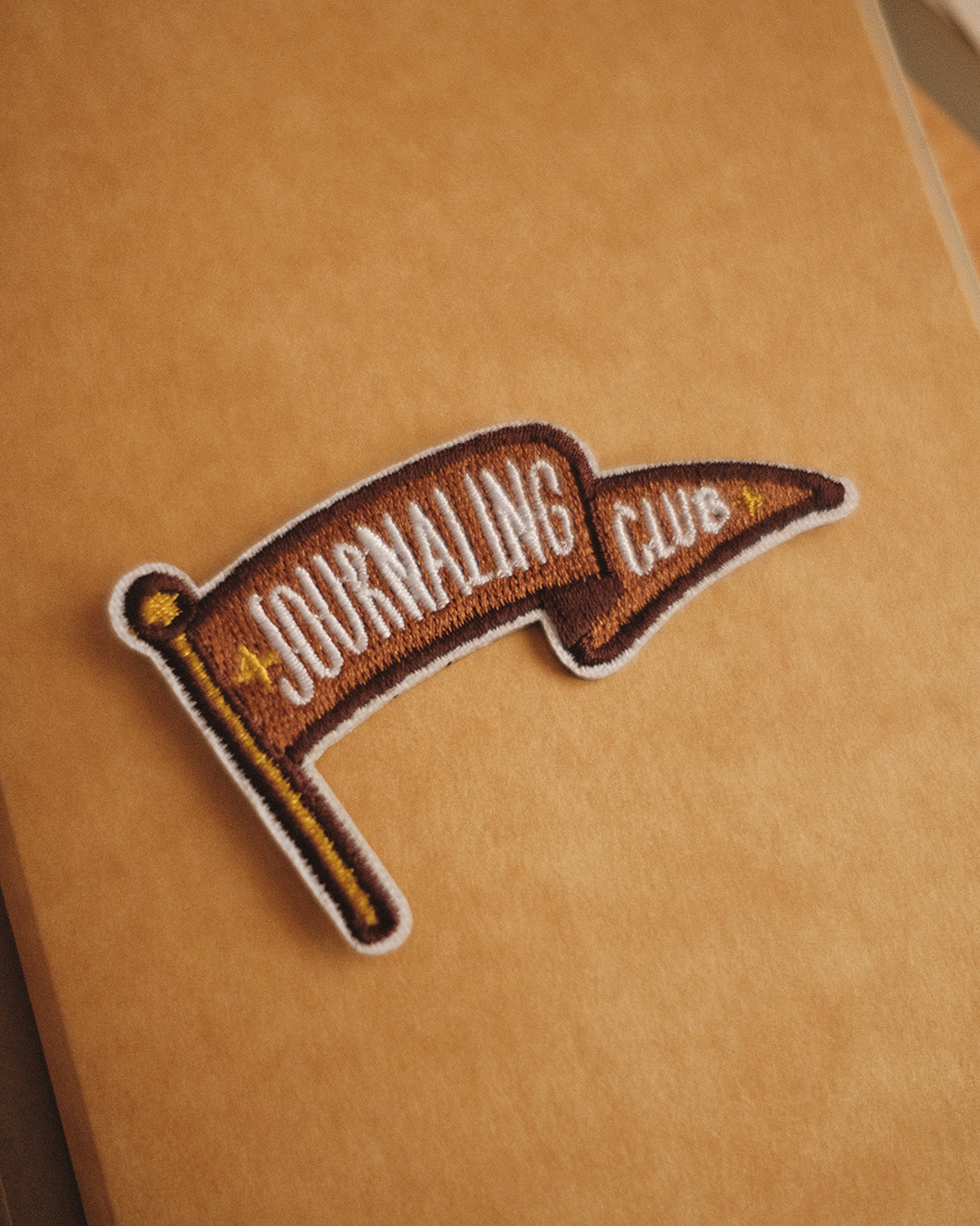 Journaling Club Flag ⚐ Stick-On Embroidered Patch (Brown)