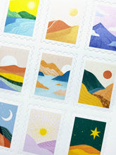 Load image into Gallery viewer, Sunny &amp; Stoic and Colorful Landscapes Stamp Sticker Sheets
