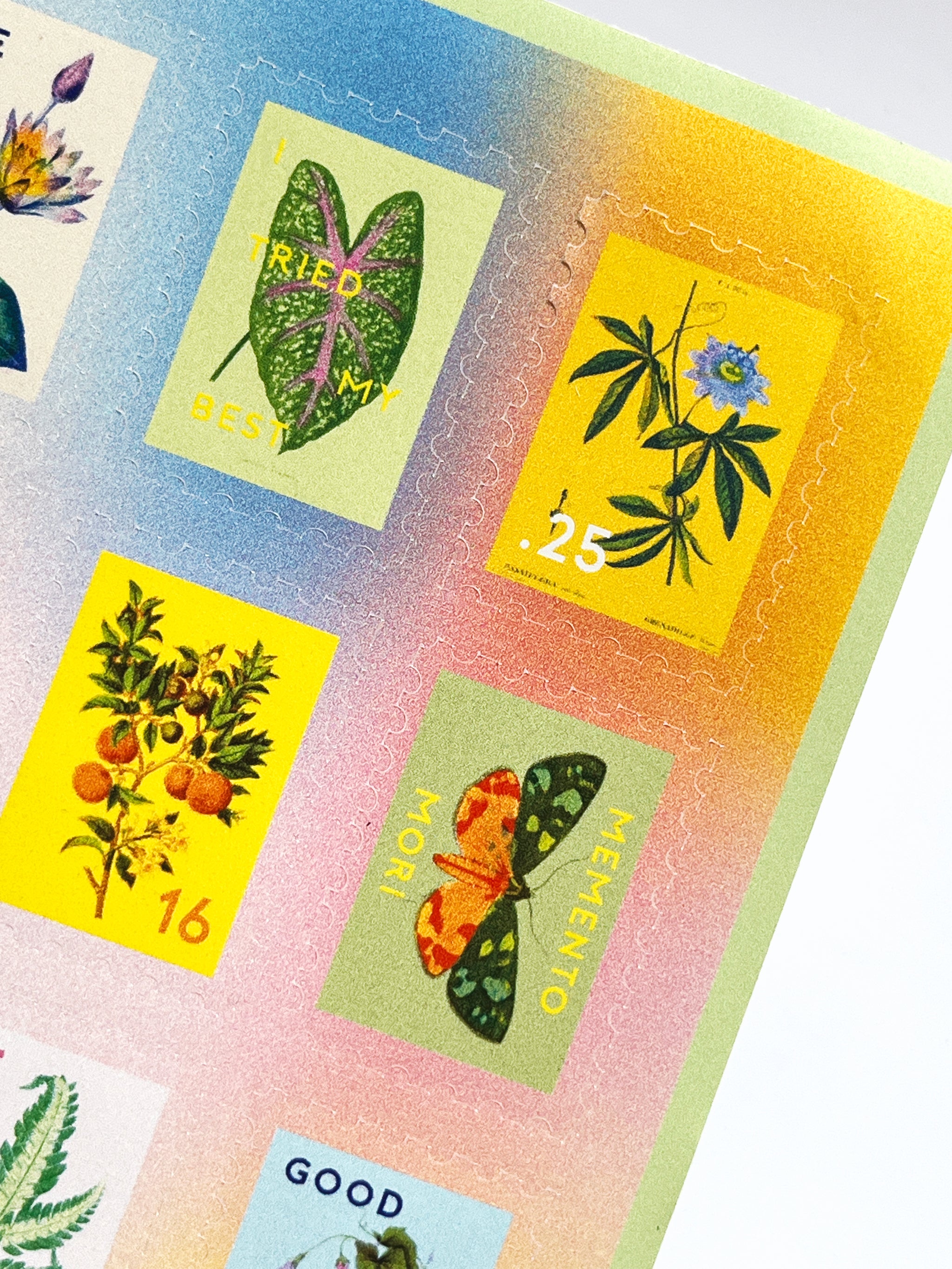 Vintage Botanical Stamp Sticker Sheet – Sunny Stoic Studio