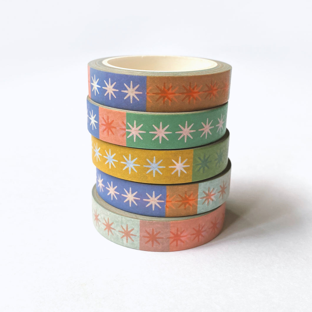 Rainbow Stars Slim Washi Tape