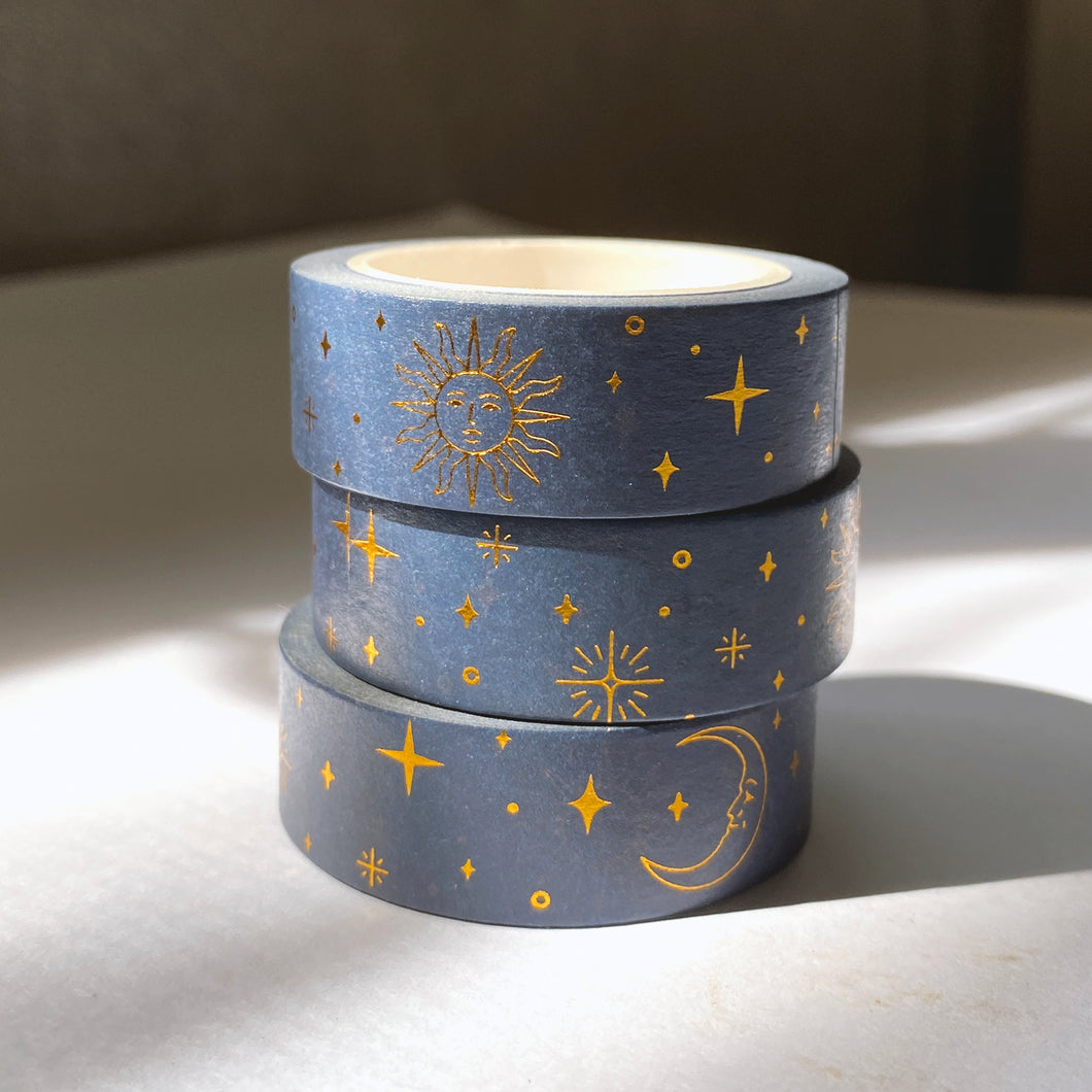 Celestial Gold Foil Washi Tapes: Solar Power & Cosmos